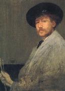 James Abbott McNeil Whistler Arrangement in Grey:Portrait of the Painter oil painting reproduction